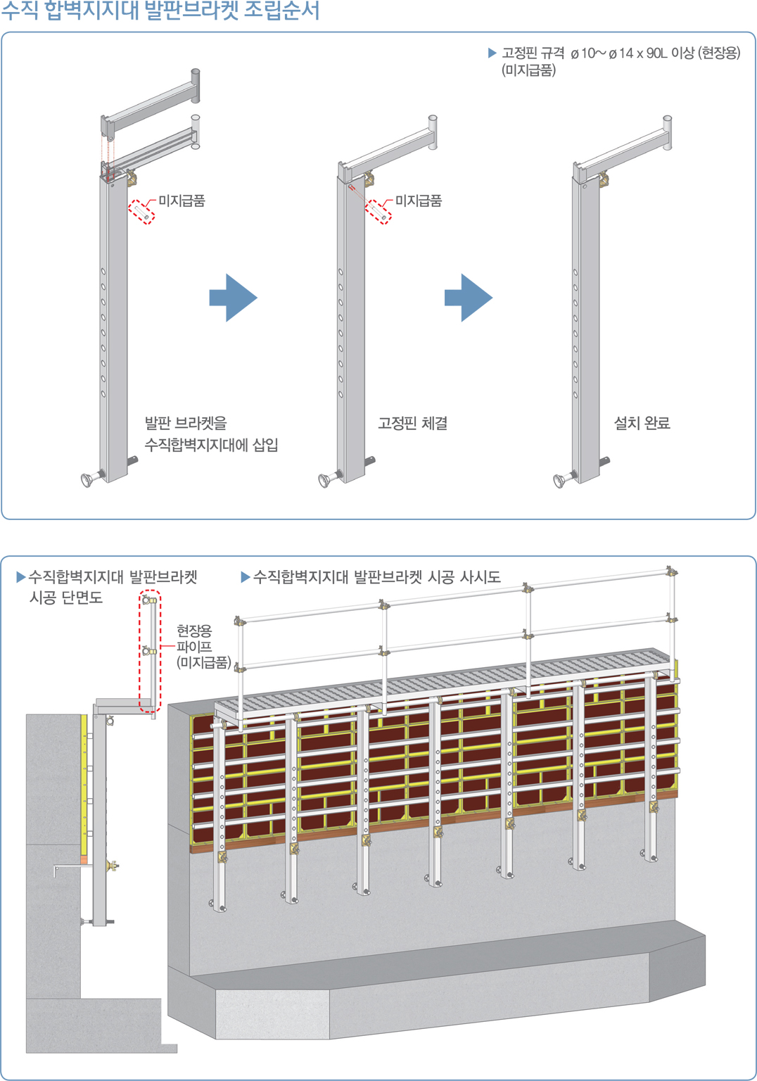 수직합벽지지대 발판브라켓